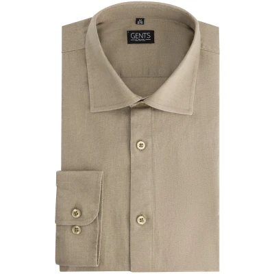 Afbeelding van Gents Overhemd linnen katoen taupe Maat 3XL