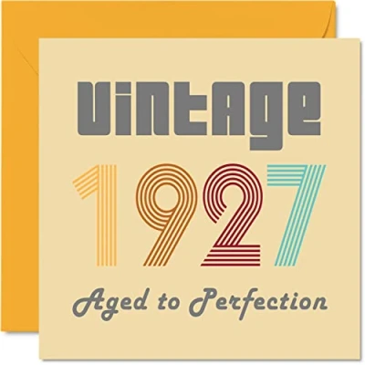 Afbeelding van 97e verjaardagskaarten voor mannen vrouwen vintage 1927 oud tot in de perfectie 97 verjaardagskaart grappig haar hem, 145 mm x beste vriend verjaardag wenskaarten overgrootvader
