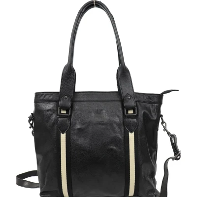Afbeelding van Bear Design Tygo Stripe Leren Handtas / Schoudertas Zwart