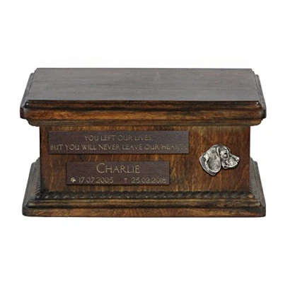 Afbeelding van Beagle Houten urn hond voor hondenas, gepersonaliseerd met gravure