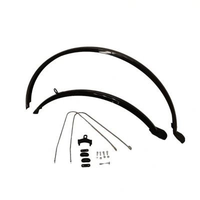 Afbeelding van FALKX Spatborden set 28, zwart. Voor en achter. 49mm breed. Kunststof