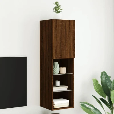 Afbeelding van Tv meubel met LED verlichting 30,5x30x102 cm bruineikenkleurig