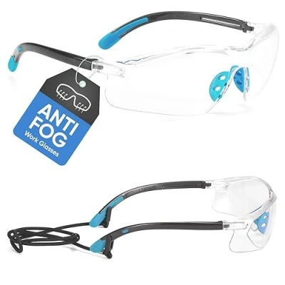 Afbeelding van Safeyear Anti Scratch veiligheidsbril [EN166 gecertificeerd] SG003BU Fog UV bescherming voor mannen en vrouwen, Steam Z87 beschermende