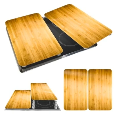 Afbeelding van WENKO Kookplaatdeksel Universeel, hout look (set, 2 delig)