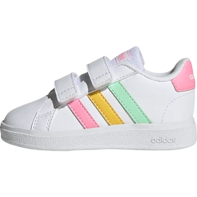 Afbeelding van adidas Originals Grand Court Lifestyle HOOK AND LOOP Sneakers laag cloud white pulse mint beam pink voor kinderen, Maat: 26.5 Schoenen