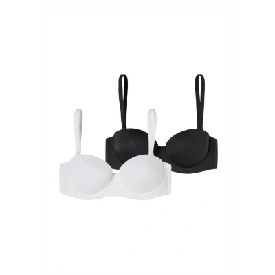 Afbeelding van Schiesser 2PACK Unique Micro Strapless BH schwarzweiss, Dames, Maat: 75A, Schwarz/weiss