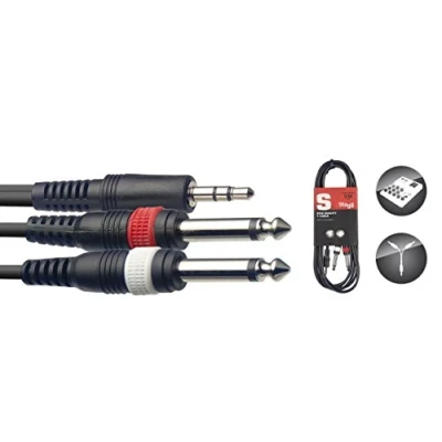 Afbeelding van Stagg SYC2/MPS2P E 3.5 mm TRS jack 2x 6.3 TS kabel 2m
