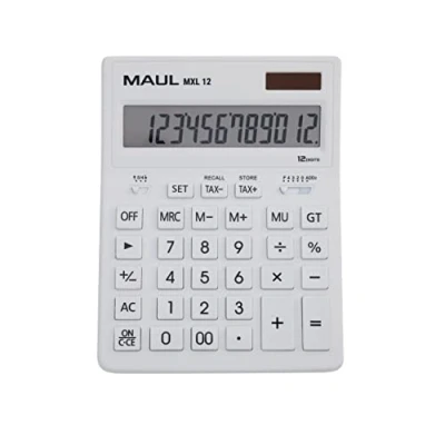 Afbeelding van Maul MXL 12 Bureaurekenmachine Wit Aantal displayposities: werkt op batterijen, zonne energie (b x h d) 155 205 35 mm