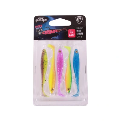 Afbeelding van Fox Rage Slick Shad Mixed UV Colour Pack 7cm (5 stuks)