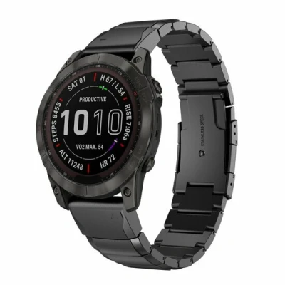 Afbeelding van Stainless steel schakelband Zwart Garmin Fenix 7S / 6S 5S &amp; Instinct 2s