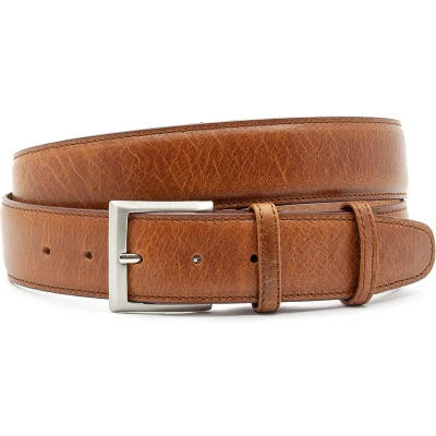 Afbeelding van JV Belts Heren dames riem Cognac 4 cm breed Echt Leer Taille: 105cm Totale lengte riem: 120cm