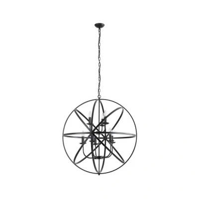 Afbeelding van Searchlight Antieke hanglamp Orbit 8 lichts zwart 2478 8BK