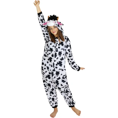 Afbeelding van FUNIDELIA Onesie Koe Kostuum voor Vrouwen en Mannen Maat: S M Wit