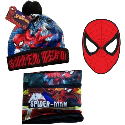 Afbeelding van Marvel Spiderman Set Muts + Colsjaal Zwart Maat 54 cm (4 8 jaar)