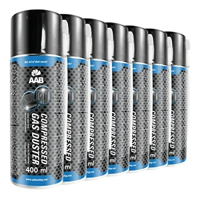 Afbeelding van 7 x AAB Compressed Gas Duster 400ml Air for Cleaning Computer, Keyboard, and Other Office Equipment, Compressor, PC, Keyboard Cleaner, Aerosol, Kit