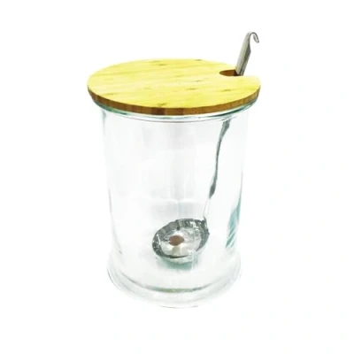 Afbeelding van Saveur &amp; Dégustation KA1574 Bocal Boisson 5L Et Louche, Bois/Inox/Verre, Transparent/Marron