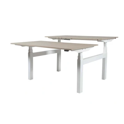 Afbeelding van Lectro Duo Plus werkplekken, zit sta (64 130cm) hoogte verstelbaar dmv 2 elektromotoren per wp met 180x80cm havana/ kersen licht 25mm bladen en zwart