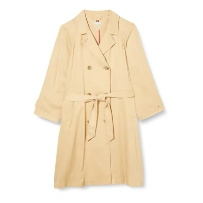Afbeelding van Tommy Hilfiger Curve Fluid Trench Trenchcoat, Dames, Maat: 50, Harvest wheat