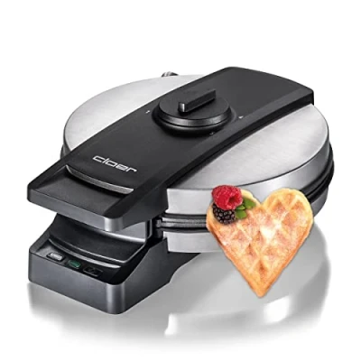 Afbeelding van Cloer 1898XL Professionele wafelijzer, suiker bestendige dubbele coating, geschikt voor commercieel gebruik, grote hartwafel 19,5 cm Ø, 950 W, baklamp, akoestische klaarmelding, aan /uitschakelaar
