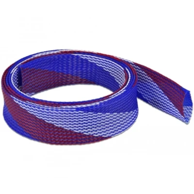 Afbeelding van Delock Gevlochten Kous Rekbaar 2 m x 38 mm Blauw Rood Wit