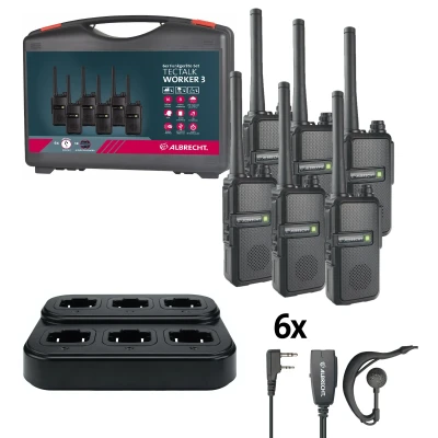 Afbeelding van Albrecht 6er Kofferset Tectalk Worker 3 29827 PMR portofoon Set van 6 stuks