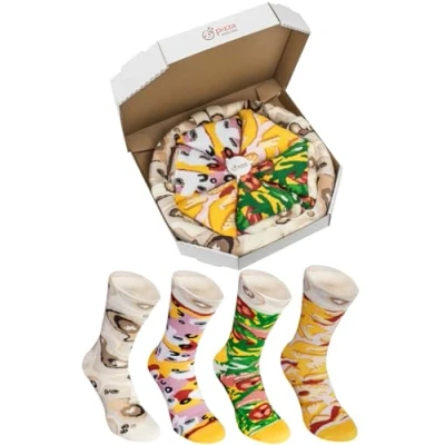 Afbeelding van Rainbow Socks Vrouwen Mannen Pizza Sokken Box Pepperoni 4 Paar Maat EU 36 40