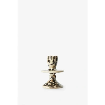 Afbeelding van Sissy Boy Lichtbruine ruffle kandelaar met leopard print small (Onesize)