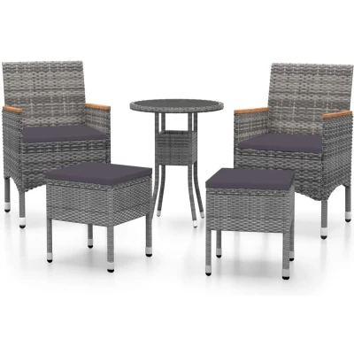 Afbeelding van vidaXL 5 delige Loungeset poly rattan grijs