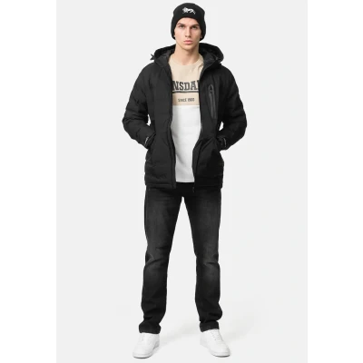Afbeelding van Lonsdale MIT Kapuze Normale Passform Ballywildrick Winterjas, Heren, Maat: Medium, Black white