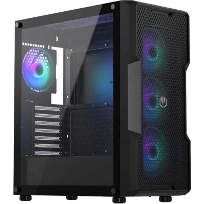 Afbeelding van endorfy Regnum 400 ARGB Midi tower PC behuizing Zwart 4 voorgeïnstalleerde LED ventilators, Zijvenster, Stoffilter