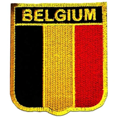 Afbeelding van Lapjes Appliqués Belgische vlag banner overdrukplaatjes opzetstukken Applicaties opnaaien opstrijken Lap Patches, Maat: 7,3 x 6,4 cm