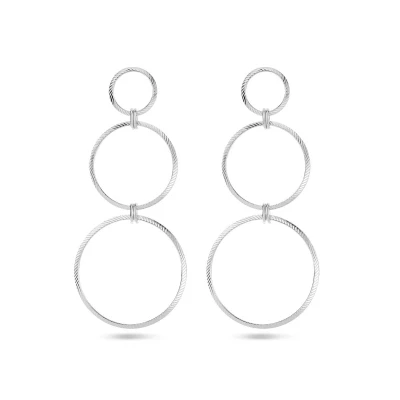 Afbeelding van Oorhangers Cirkels Gediamanteerd Zilver Gerhodineerd Elegant en Stijlvol