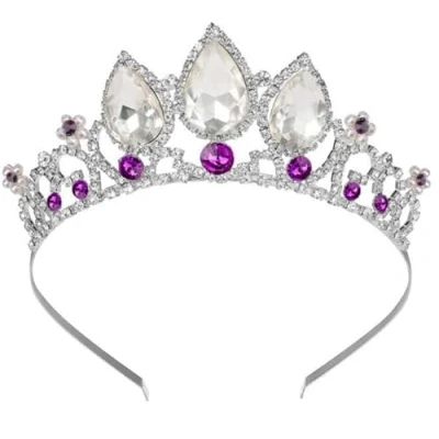 Afbeelding van Meisjes prinses verwarde kristallen strass cosplay tiara hoofdband kroon voor prom Halloween verjaardag kostuum feest (zilverpaars)