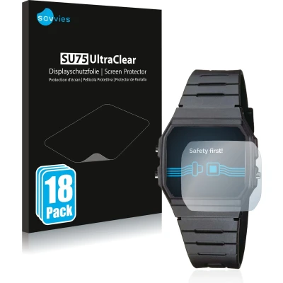 Afbeelding van Savvies (18 Stuks) Schermbeschermer voor Casio Collection Unisex F 91W Screen Protector Ultra Transparant