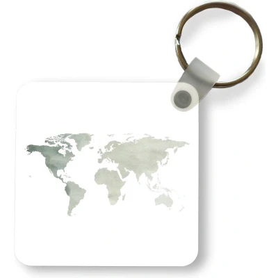 Afbeelding van Sleutelhanger Uitdeelcadeautjes Wereldkaart Simpel Grijs Plastic