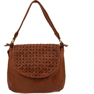 Afbeelding van Bear Design Senorita Vlecht Leren Hobotas Cognac