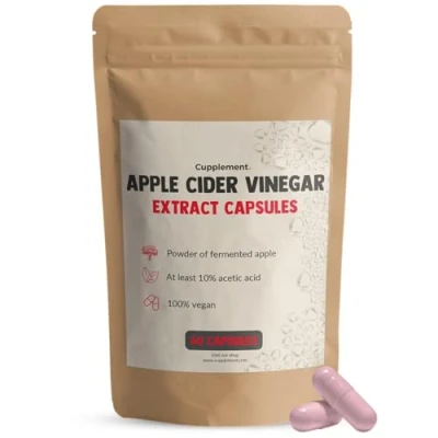Afbeelding van Cupplement Appelazijn Capsules 100 Stuks 500 MG per Capsule Geen Afslankpillen, Pillen, Poeder, Gummies of Tabletten Afvallen Appel Azijn Apple Cider Vinegar Superfood Supplement