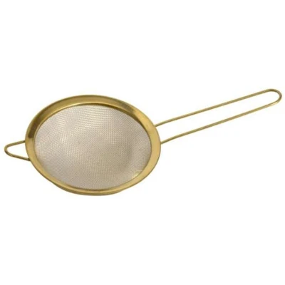 Afbeelding van Mini zeefje goud metaal D14 cm fijn voor keuken en bakken