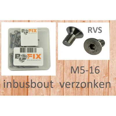 Afbeelding van Bofix Inbusbout M6x16 RVS met verzonken kop (25 stuks)