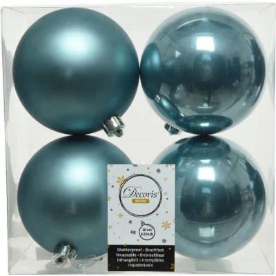 Afbeelding van 4x stuks kunststof kerstballen ijsblauw (blue dawn) 10 cm glans/mat Kerstbal