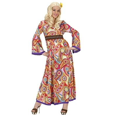 Afbeelding van Widmann Kostuum Hippie Woman, jurk, Flower Power, bekleding, carnaval, themafeest