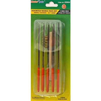Afbeelding van MasterTools 09964 Naald Vijlen Set 5 Stuks met Messing Borsteltje Gereedschap