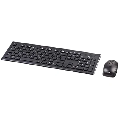 Afbeelding van Hama Cortino draadloze toetsenbord en muisset, optische sensor, scrollwiel, 8 m bereik, USB A, 2,4 GHz RF, F1 F12, zwart