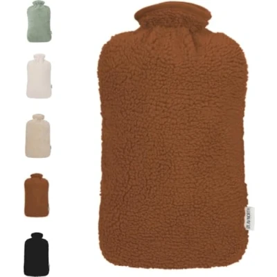 Afbeelding van Ølav North XL Kruik met Teddy hoes Tot 8 uur warmte Heerlijk zacht Warmwaterkruik 3 liter Bruin Cadeau voor vrouw &amp; man