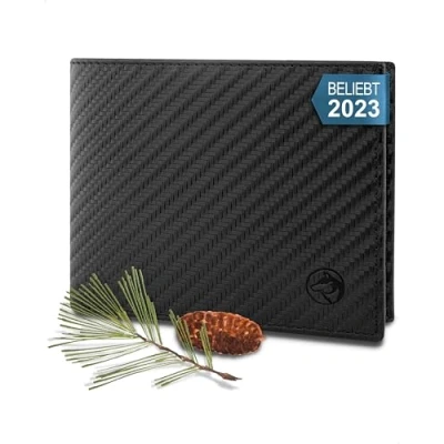 Afbeelding van Wolfstrøm Leren herenportemonnee &#039;Nørge&#039;, Tri Fold RFID blokkering, vak voor 6/8 kaarten, ID vak, groot extra bankbiljetten, kleingeld, (04) Carbon, Standaard, Portemonnee