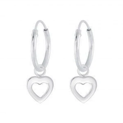 Afbeelding van Oorbellen dames oorringen met hanger Zilveren hanger, hartje WeLoveSilver