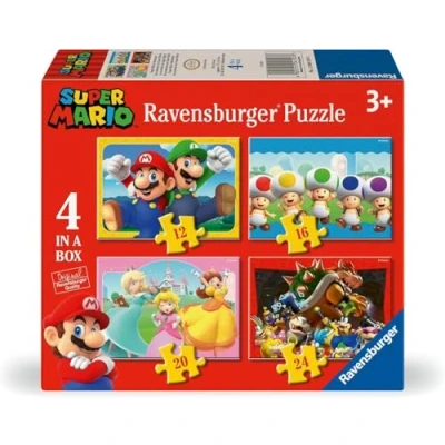 Afbeelding van Ravensburger Super Mario 4 in a Box Puzzel 4x49 Stukjes