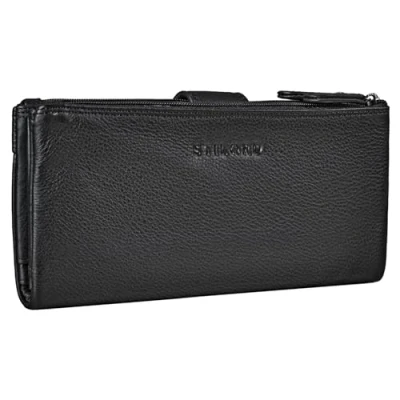 Afbeelding van STILORD &#039;Camille&#039; Dames Portemonnee Groot Leer Vintage Travel Wallet Leren Kart Houder Anti RFID voor Vrouwen in Geschenkverpakking Echt Leer, Kleur:zwart