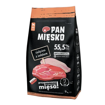 Afbeelding van 9kg Pan Mięsko Medium Kalf met kalkoen droogvoer voor honden
