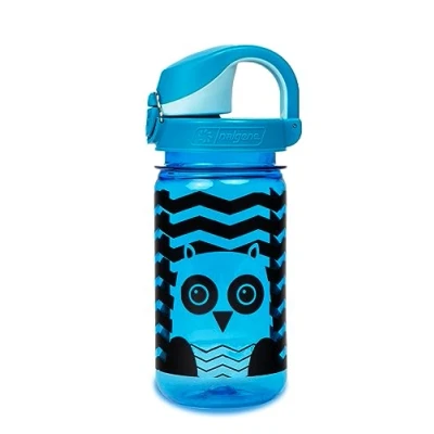 Afbeelding van Nalgene Sustain Waterfles voor kinderen, BPA vrij, met materiaal van 50% kunststof, lekvrij, duurzaam, karabijnvriendelijk, herbruikbaar, 340 ml, blauwe uil